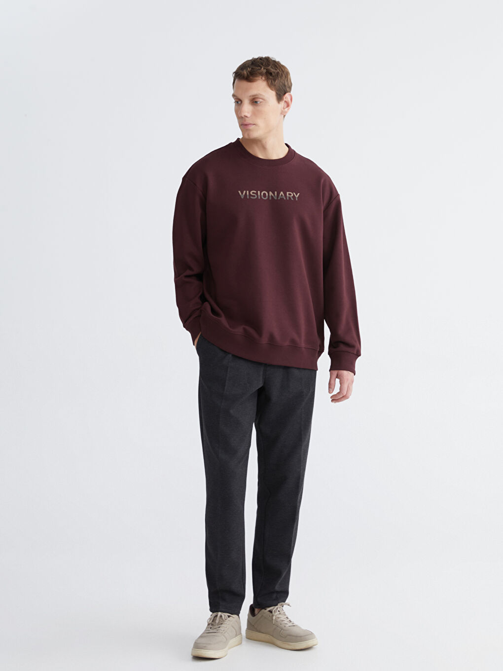 Crew Neck Printed Men's Thick Sweatshirt-1