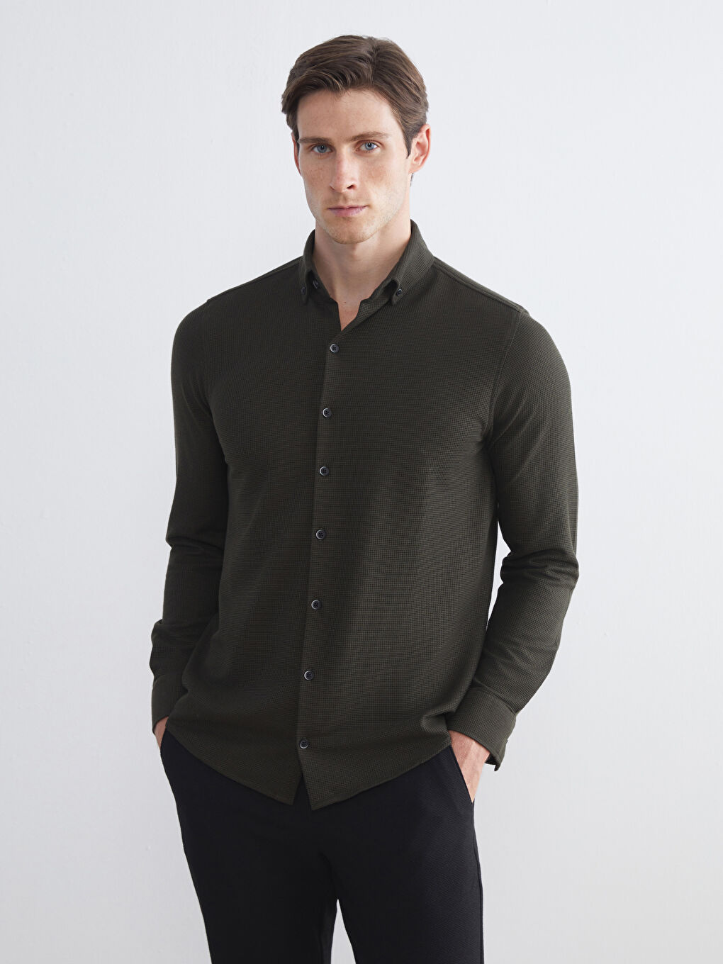 LCW ECO Slim Fit Long Sleeve Men's Shirt -W5GU08Z8-CS4