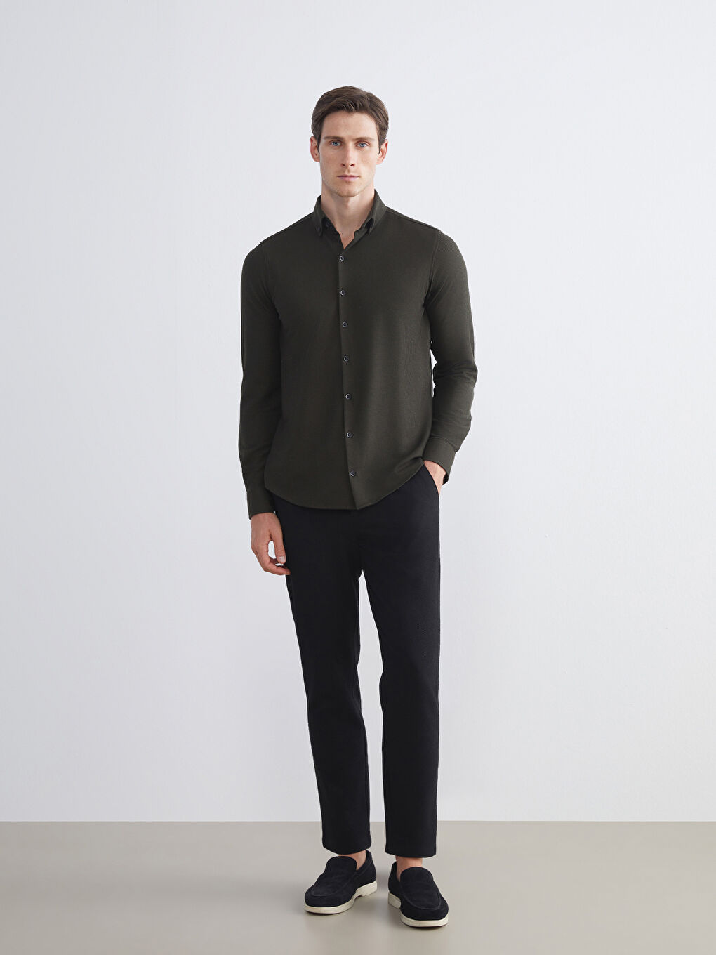 LCW ECO Slim Fit Long Sleeve Men's Shirt -W5GU08Z8-CS4
