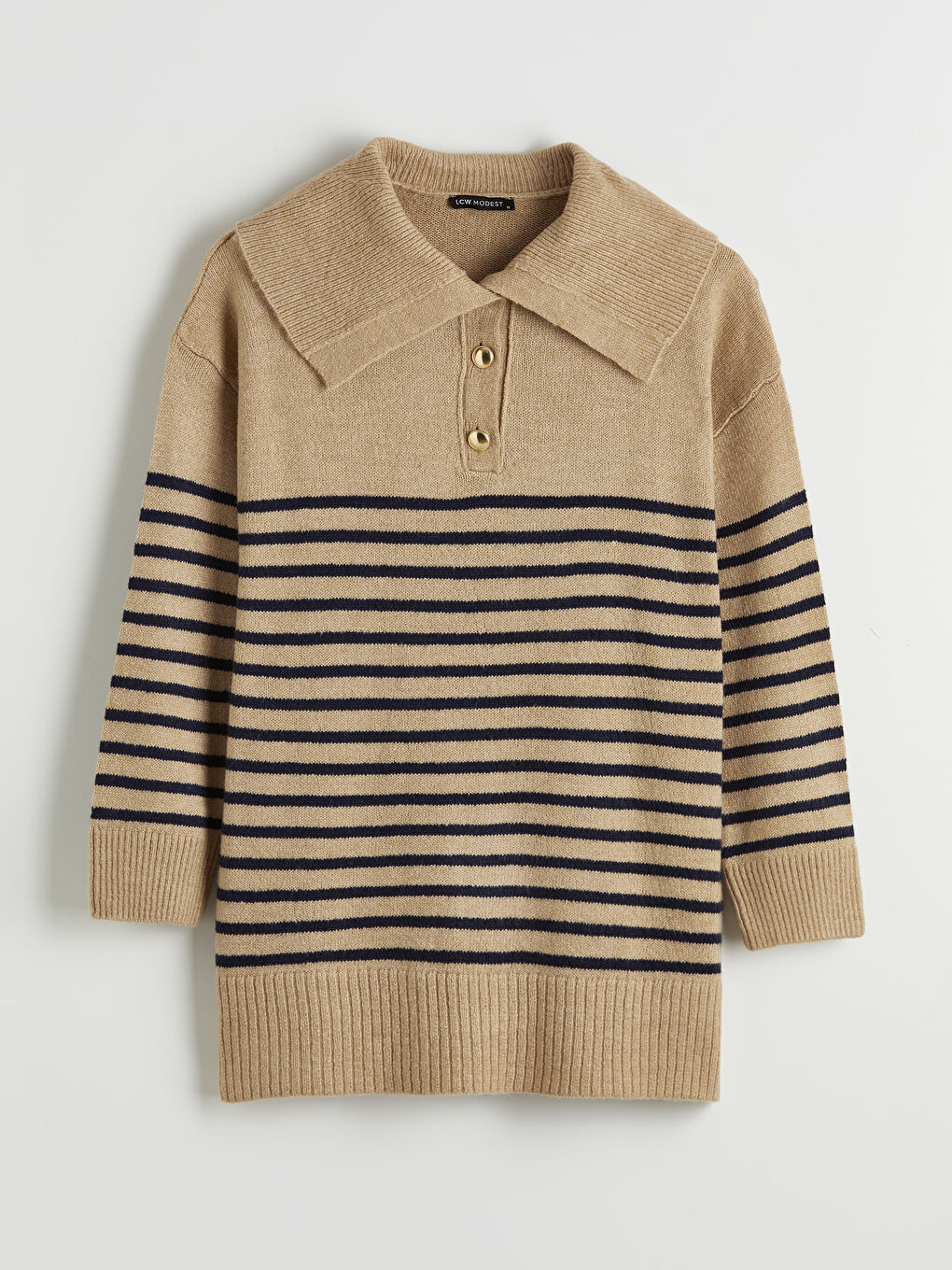 Polo Neck Striped Women's Knitwear Sweater-4