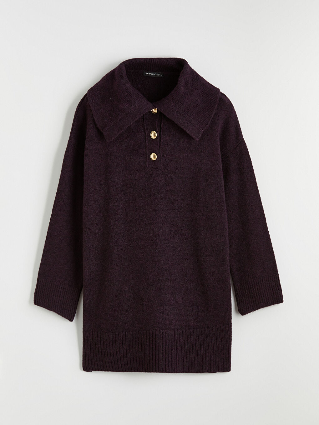 Bordo Polo Yaka Kadın Triko Kazak-4