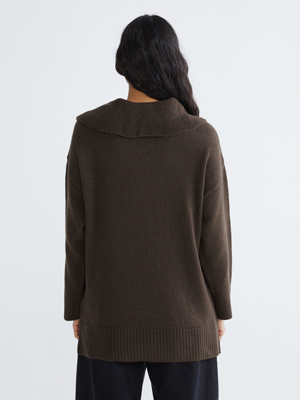 Bej Polo Yaka Kadın Triko Kazak-3