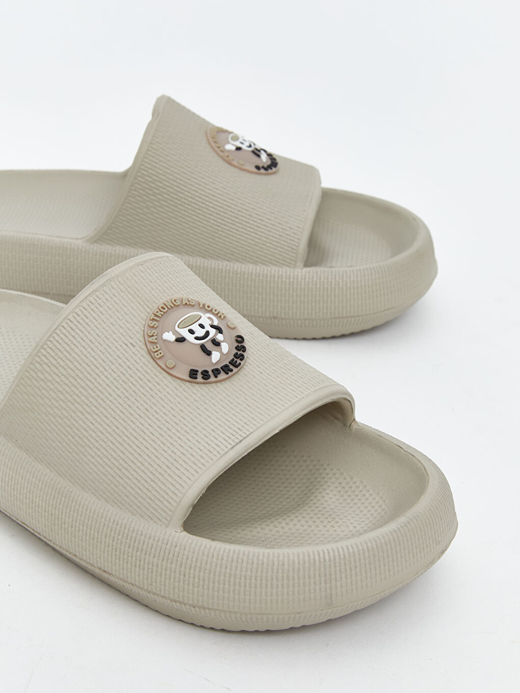 Bej Baskılı Tek Bantlı Kadın Terlik-2