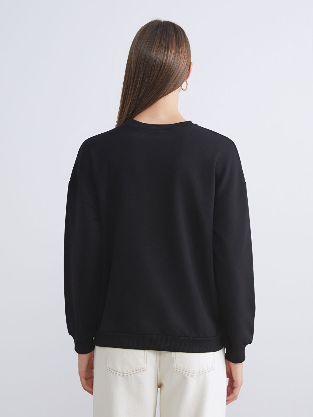 LCW ECO Crew Neck Embroidered Oversize Women's Sweatshirt -W5GU58Z8-CVL