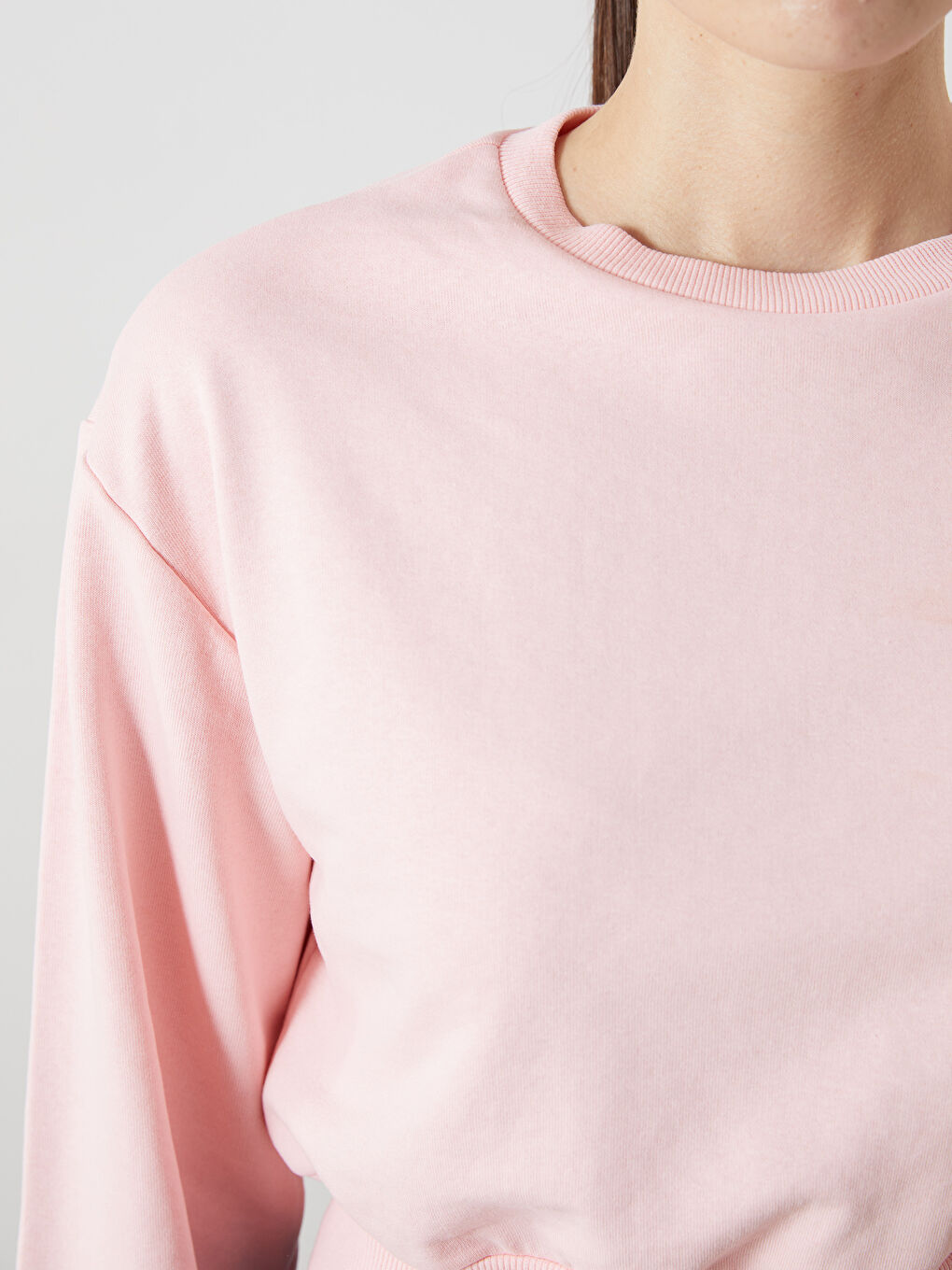 LCW ECO Crew Neck Crop Women's Sweatshirt -W5GU60Z8-DMQ