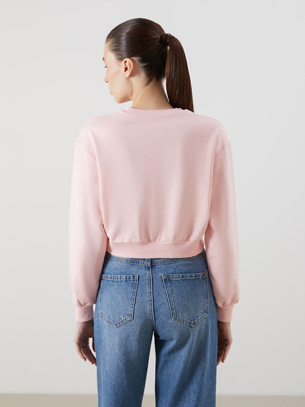 LCW ECO Crew Neck Crop Women's Sweatshirt -W5GU60Z8-DMQ