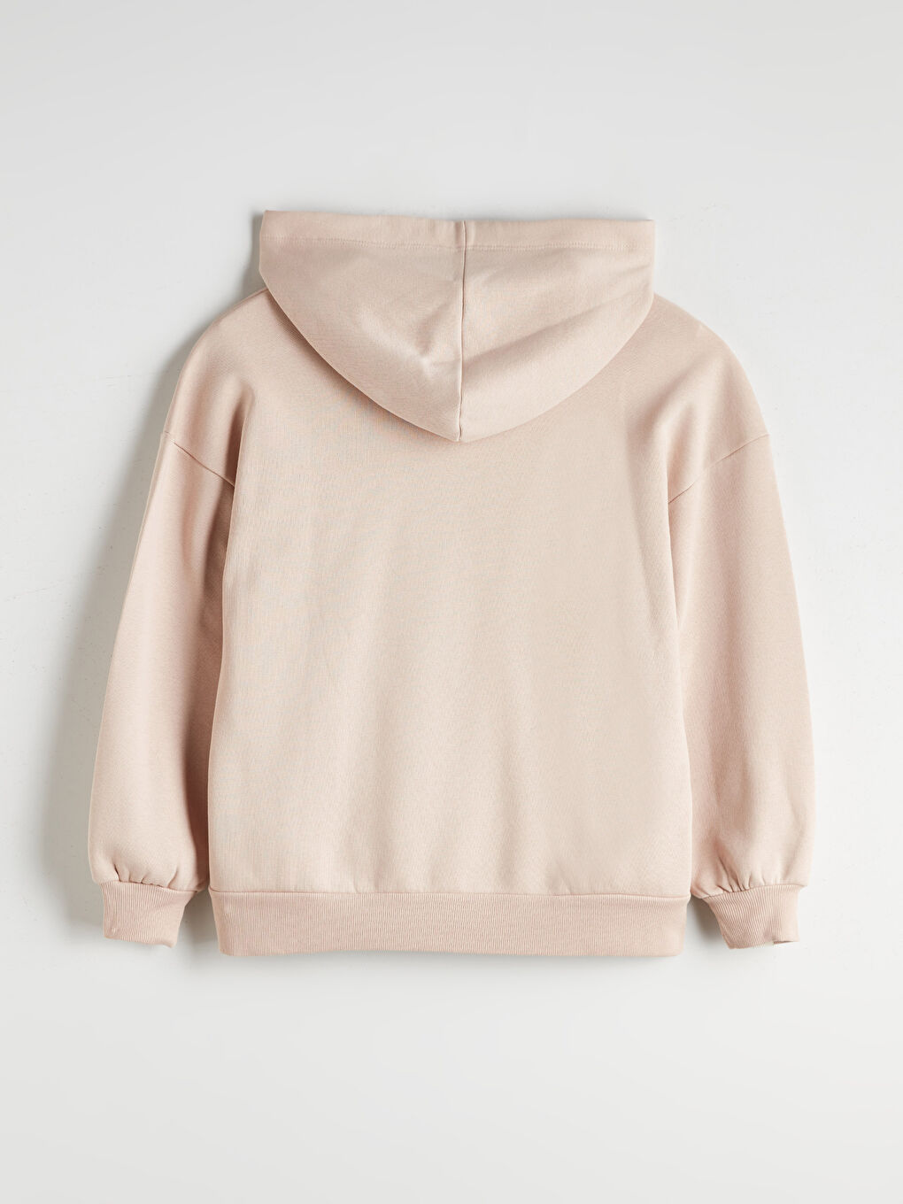 Bej Oversize Kadın Kalın Hoodie-5