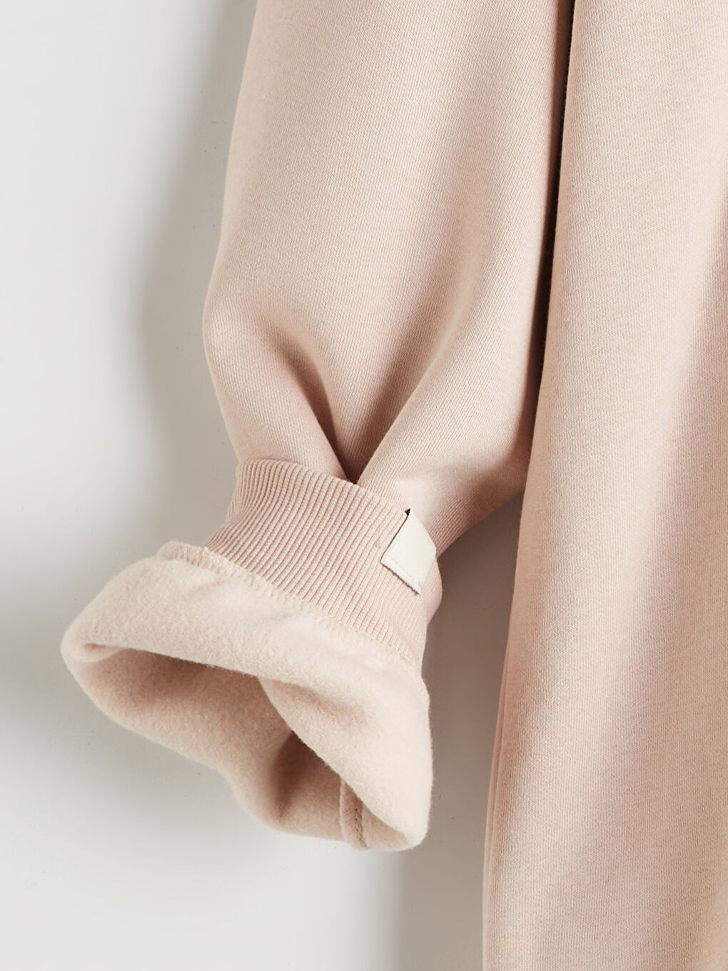 Bej Oversize Kadın Kalın Hoodie-6