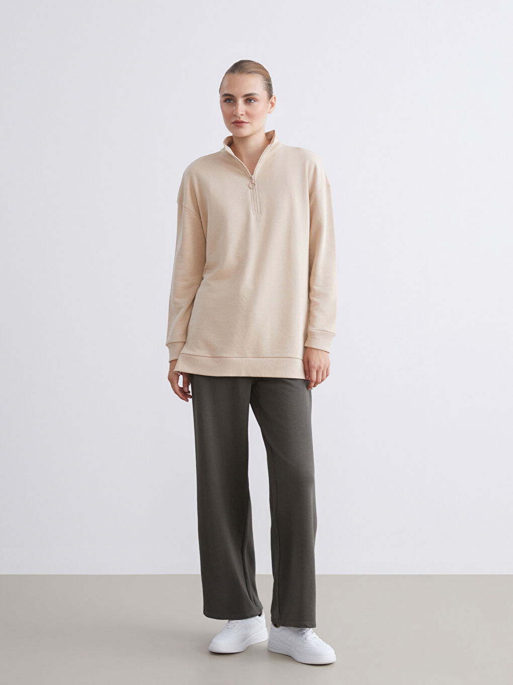 LCW ECO Funnel Neck Women's Sweatshirt Tunic -W5GU72Z8-DDX