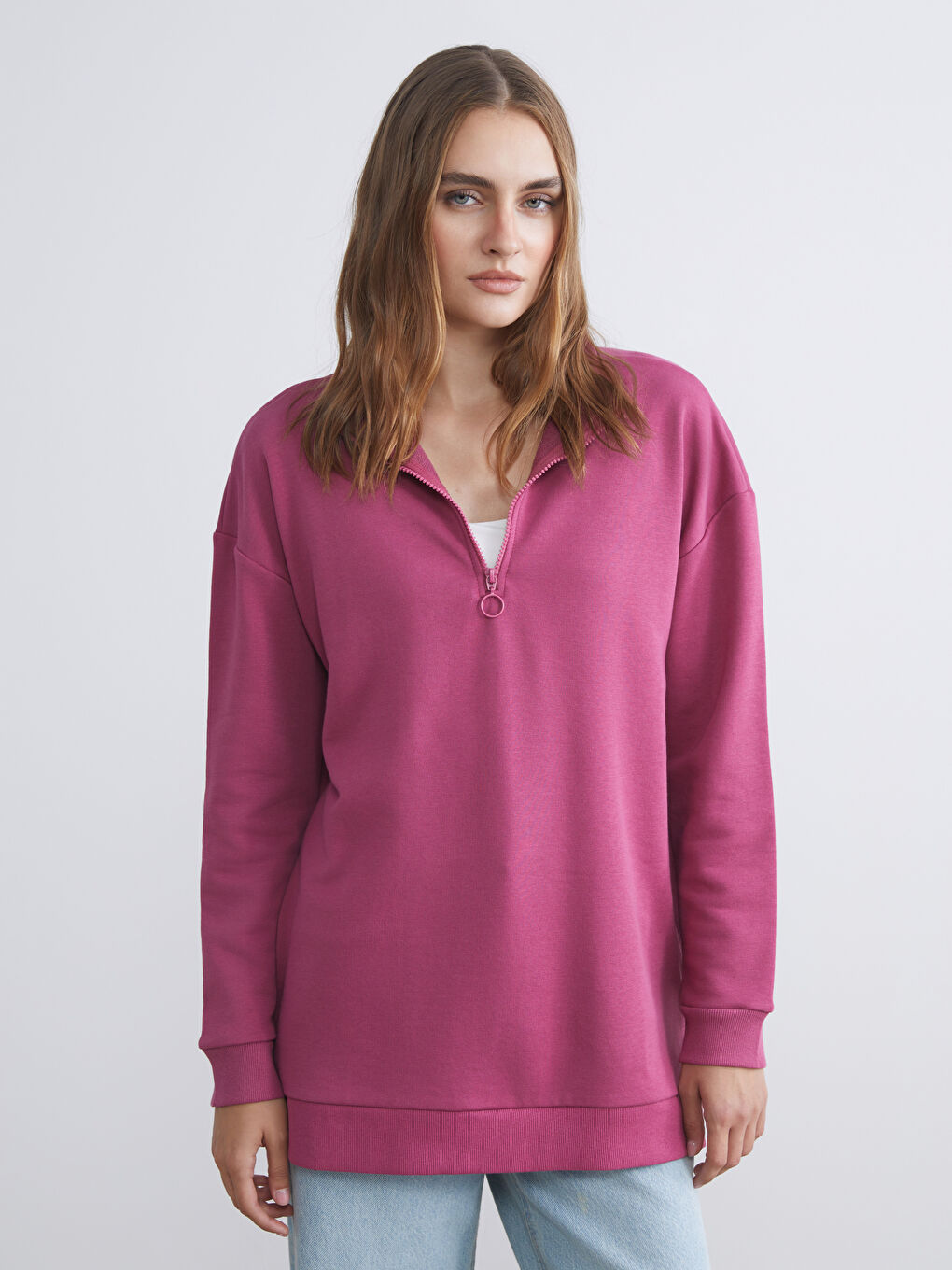 LCW ECO Funnel Neck Women's Sweatshirt Tunic -W5GU72Z8-HLU