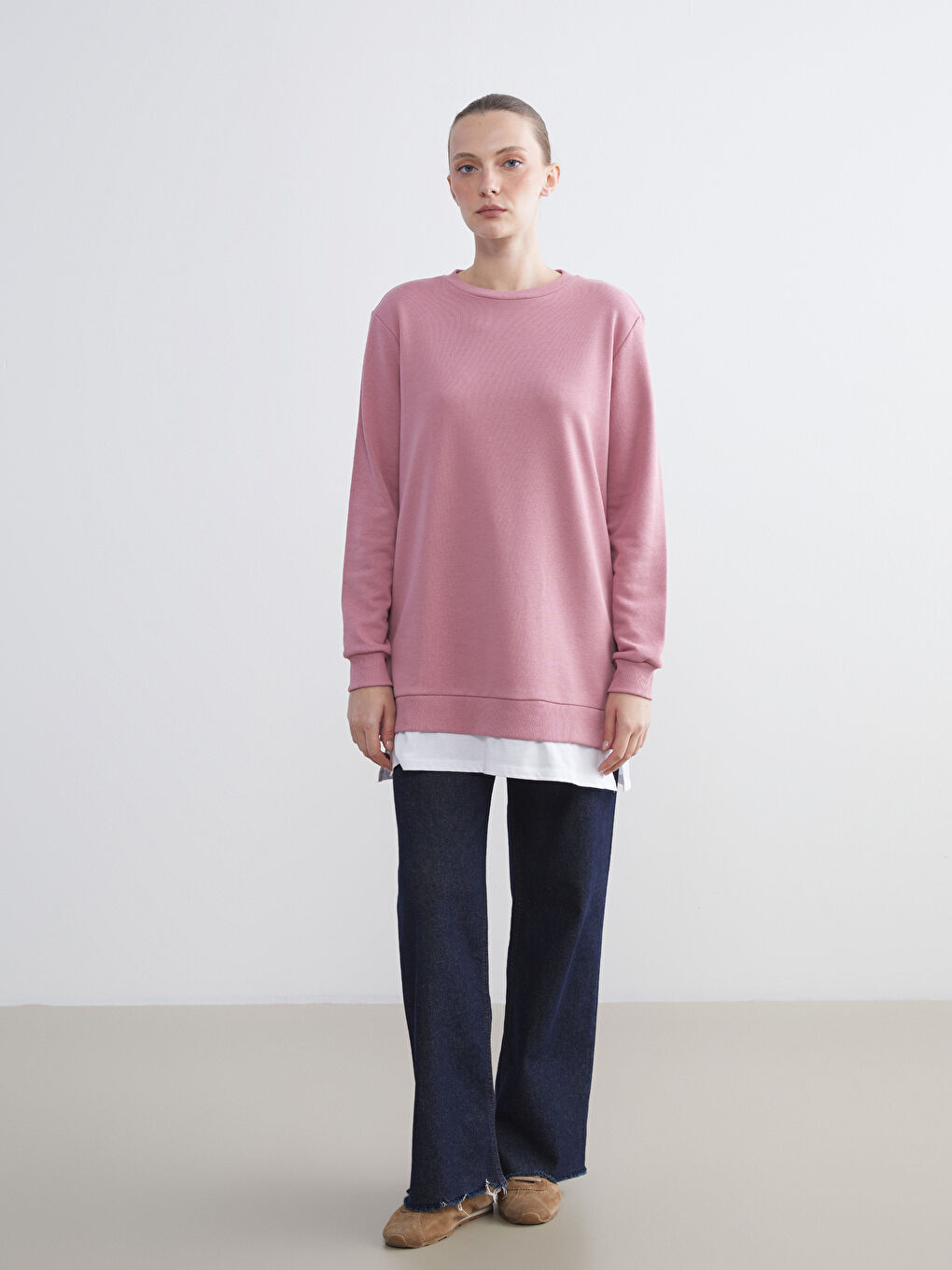 LCW ECO Crew Neck Women's Sweatshirt Tunic -W5GU73Z8-ERV