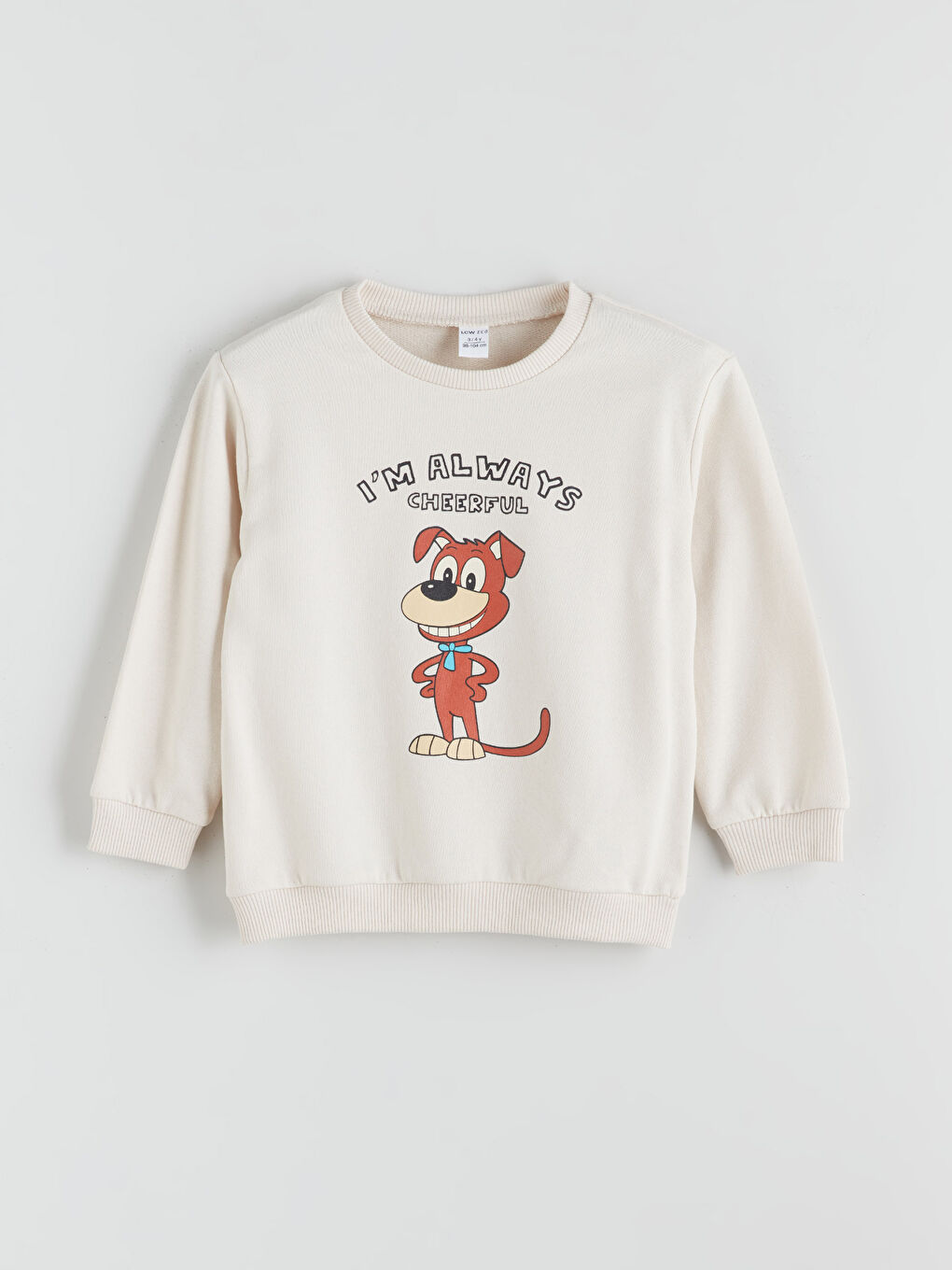 Bej Bisiklet Yaka Baskılı Erkek Çocuk Sweatshirt 2'li-1