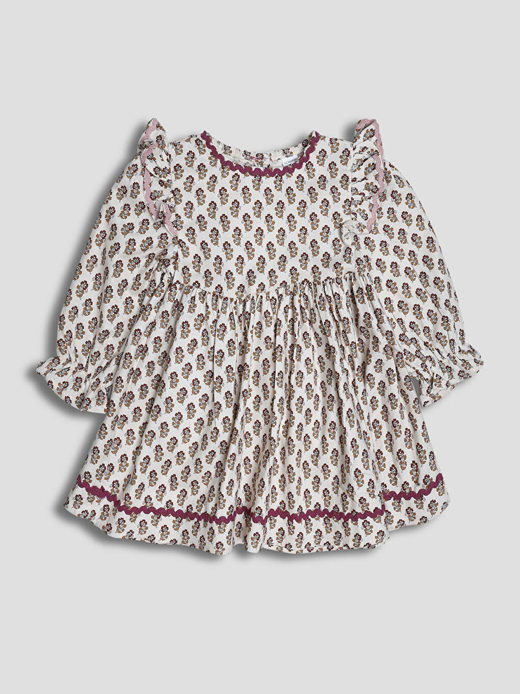 Crew Neck Patterned Baby Girls' Dress