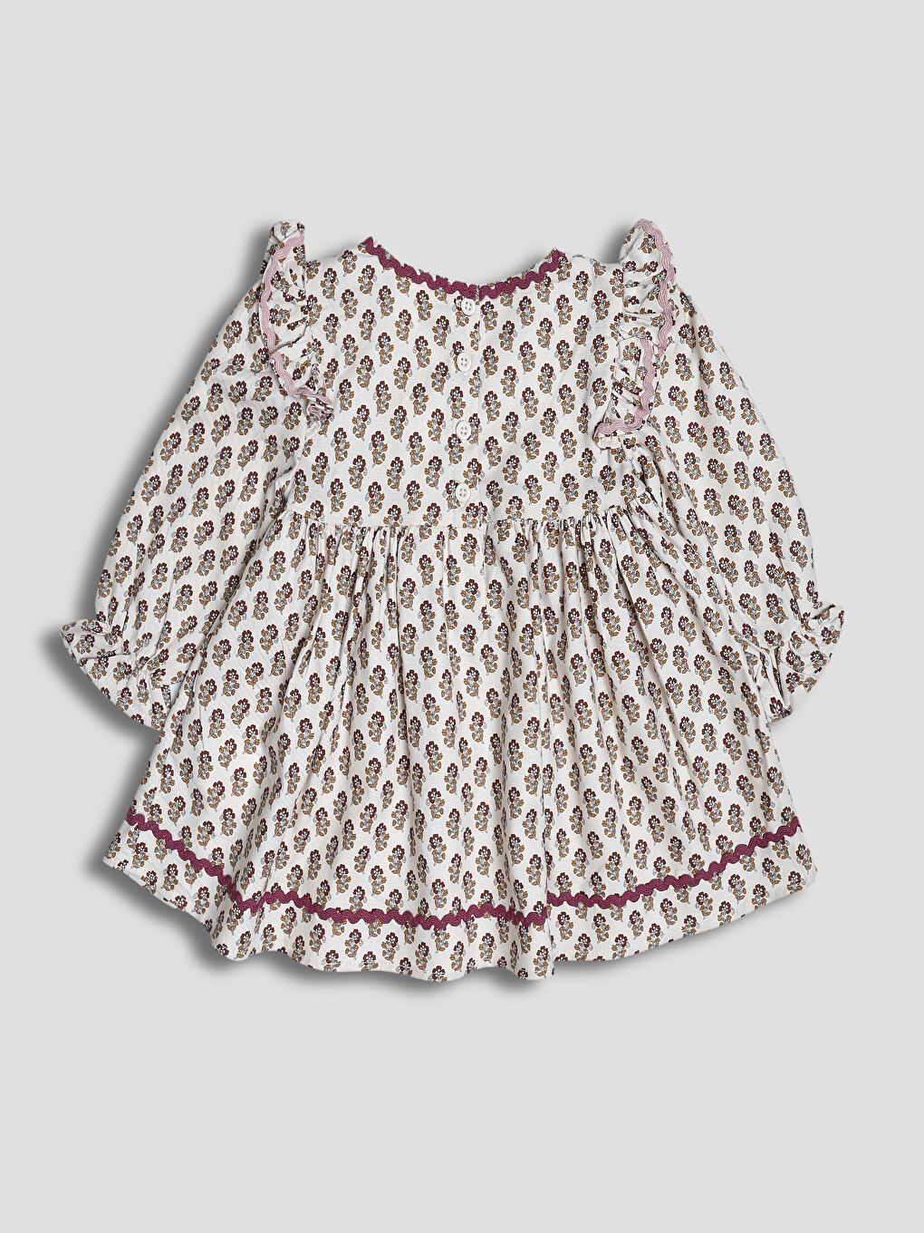 Crew Neck Patterned Baby Girls' Dress-1