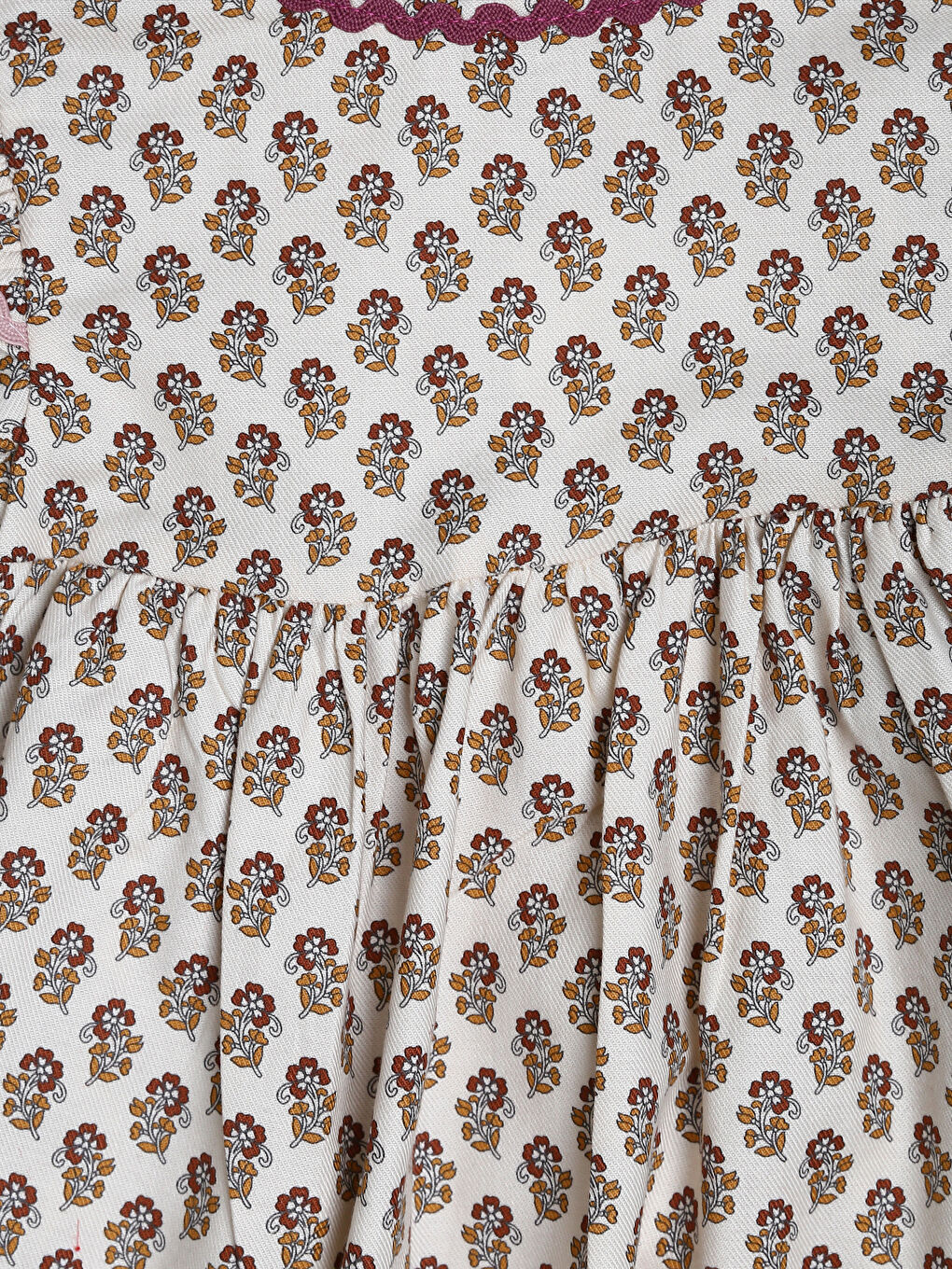 Crew Neck Patterned Baby Girls' Dress-2