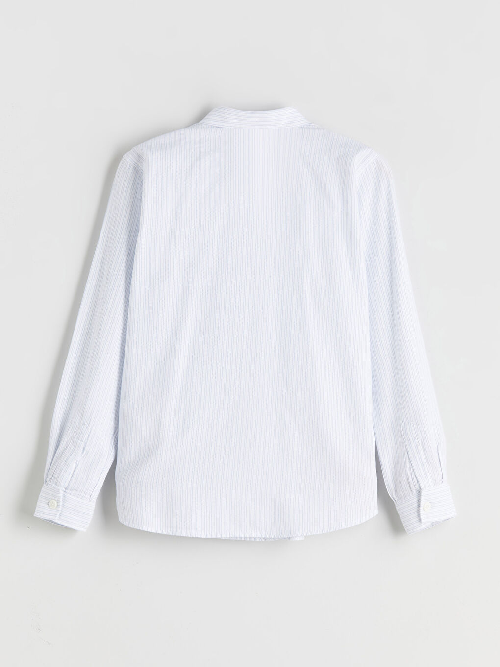 Beyaz Uzun Kollu Çizgili Erkek Çocuk Gömlek-2