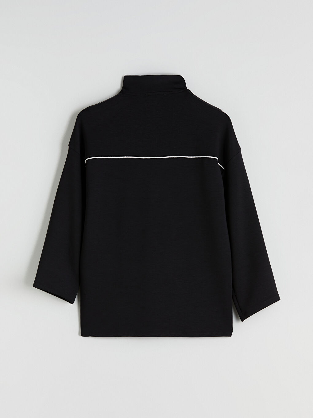 Siyah Dik Yaka Oversize Kadın Sweatshirt-6