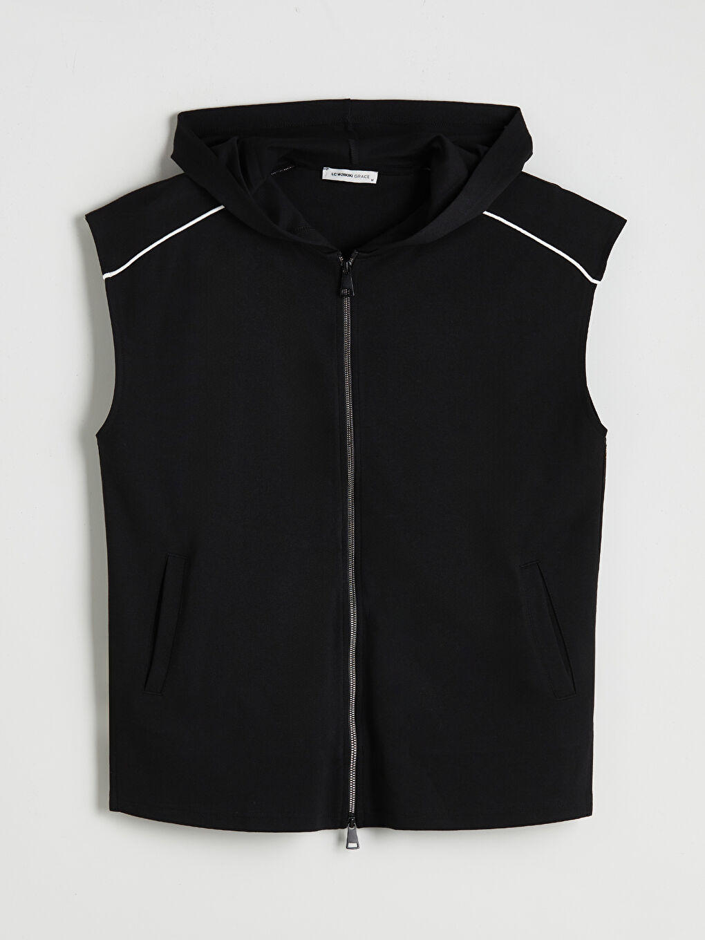 Siyah Kapüşonlu Kadın Yelek-4