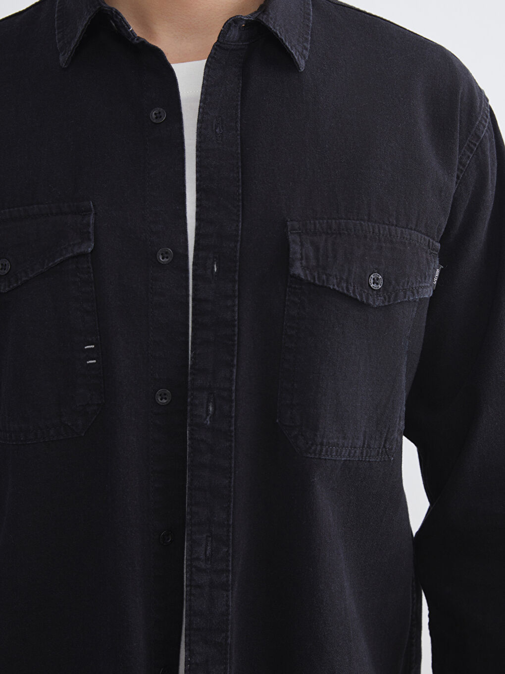 Regular Fit Long Sleeve Men's Denim Shirt-5