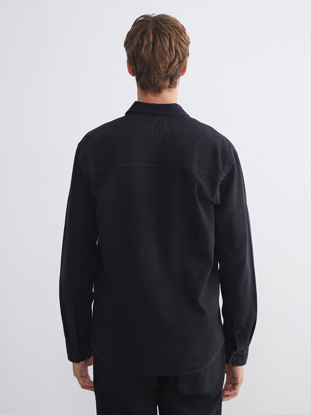 Regular Fit Long Sleeve Men's Denim Shirt-7