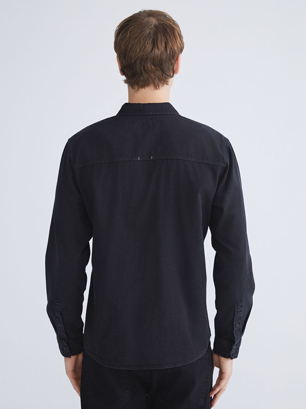 Regular Fit Long Sleeve Men's Denim Shirt-6