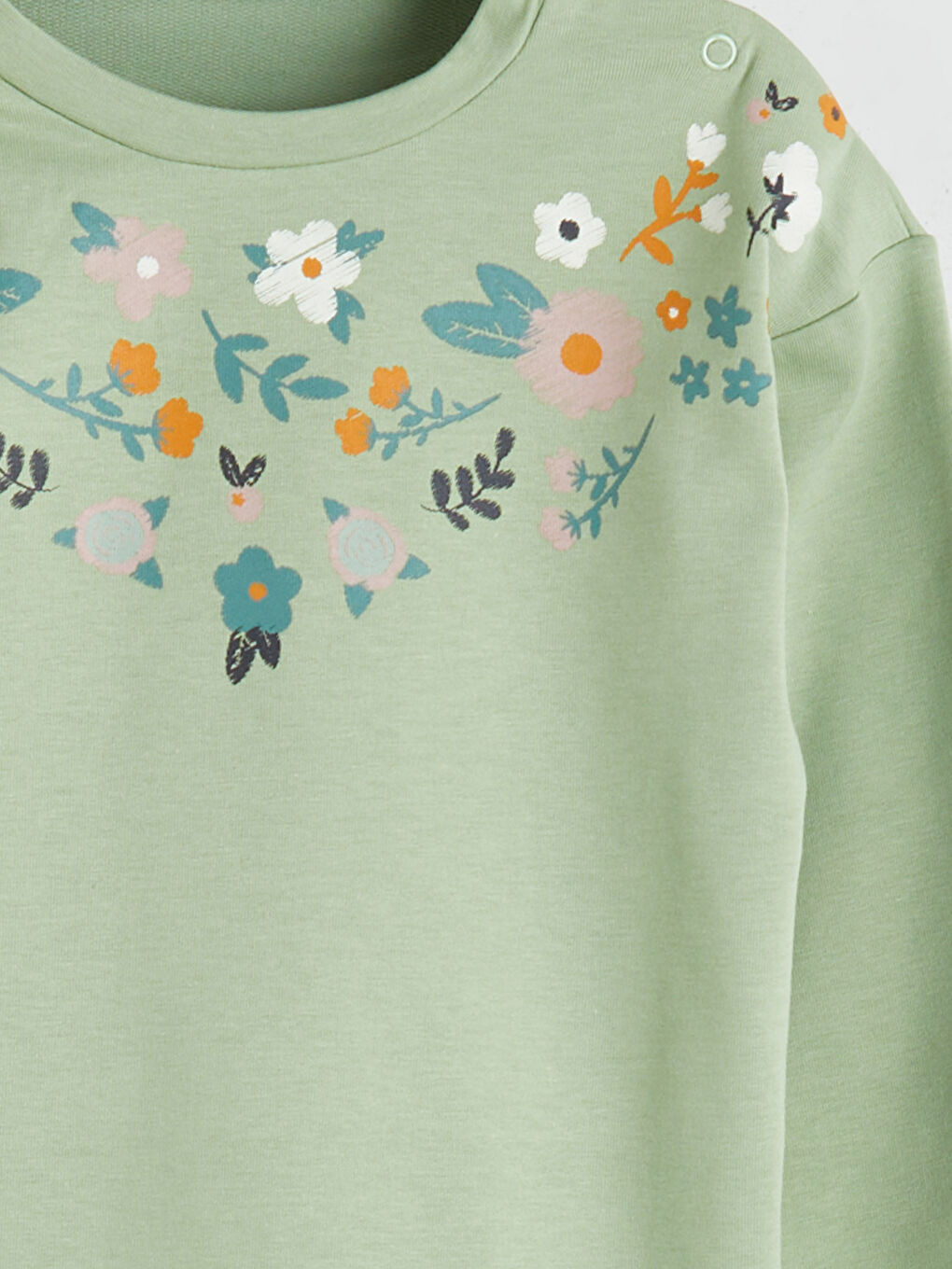 Yeşil Çiçekli Kız Bebek Tişört ve Pantolon 2'li-5