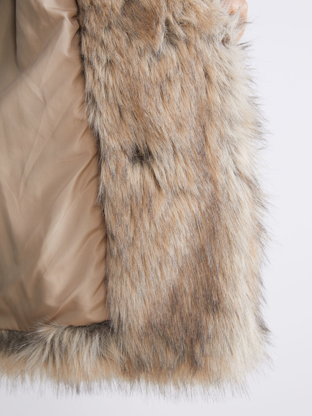 Kahverengi Ceket Yaka Kadın Kürk Mont-3