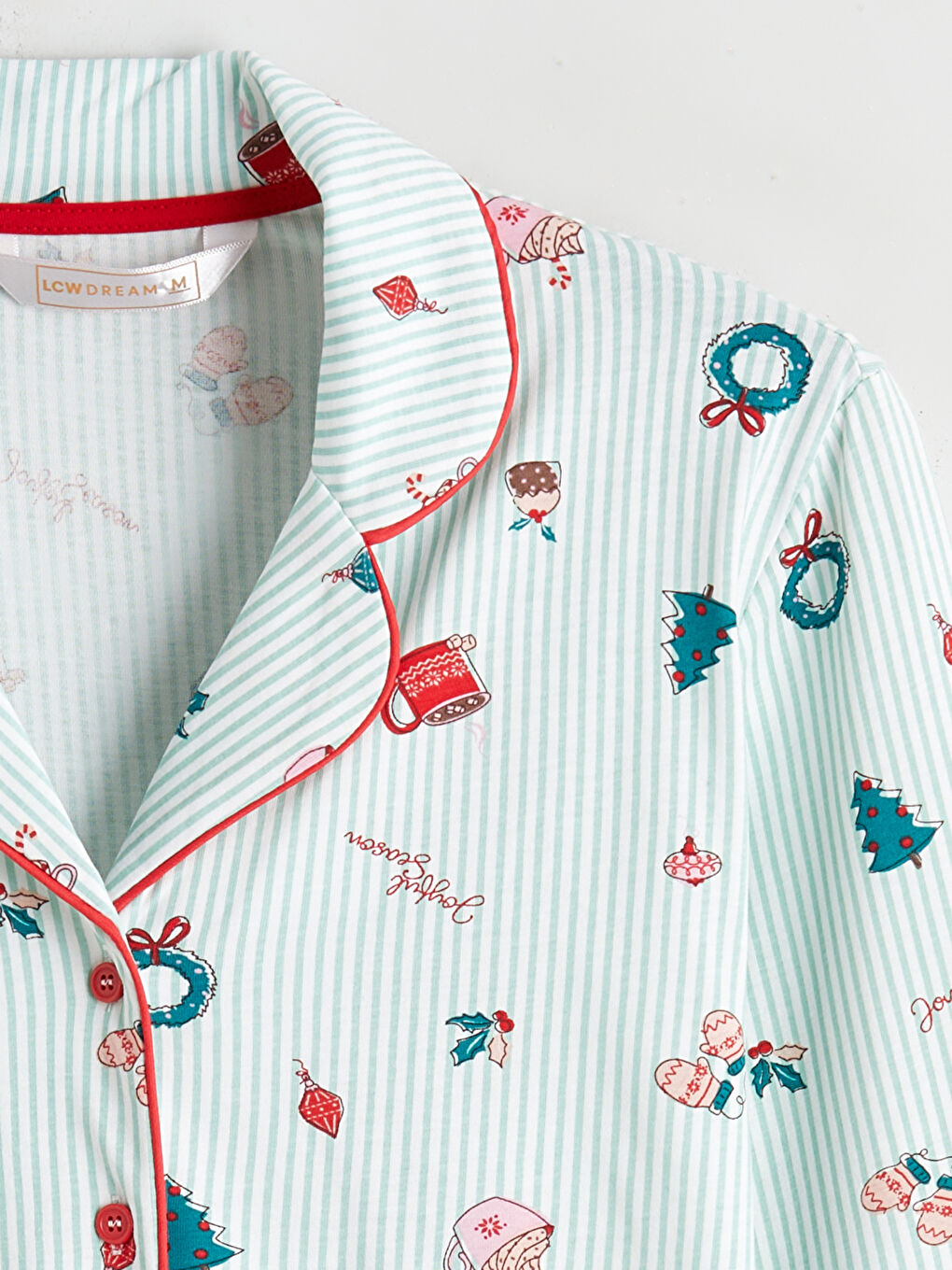 Комплект Дамска Пижама с Щампа и Яка с Копчета-2