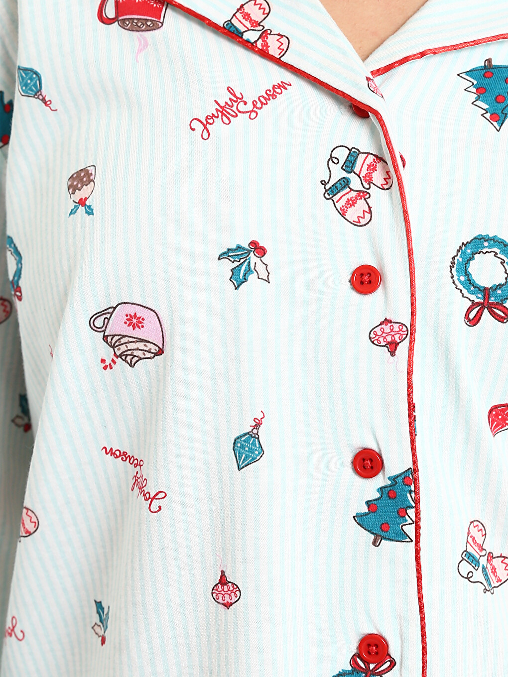 Karışık Gömlek Yaka Baskılı Kadın Pijama Takımı-2