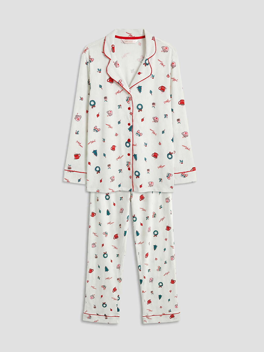 Karışık Gömlek Yaka Baskılı Kadın Pijama Takımı-6