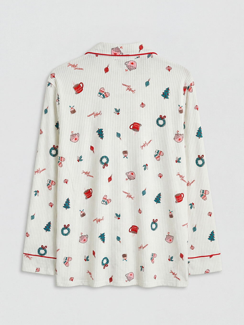 Karışık Gömlek Yaka Baskılı Kadın Pijama Takımı-8