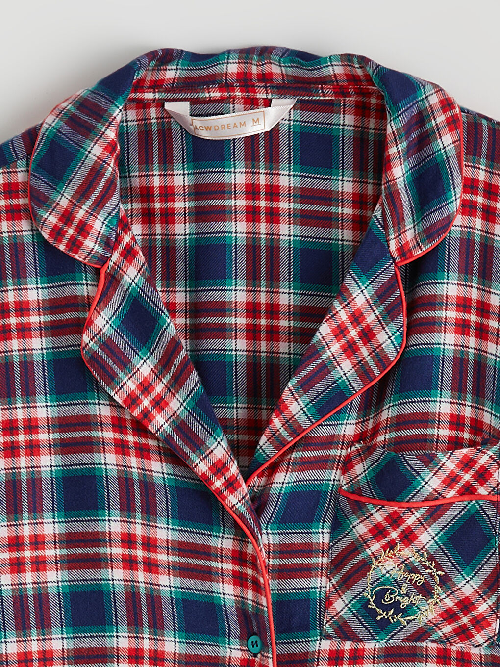 Collared Neck Plaid Women's Pyjama Set-6