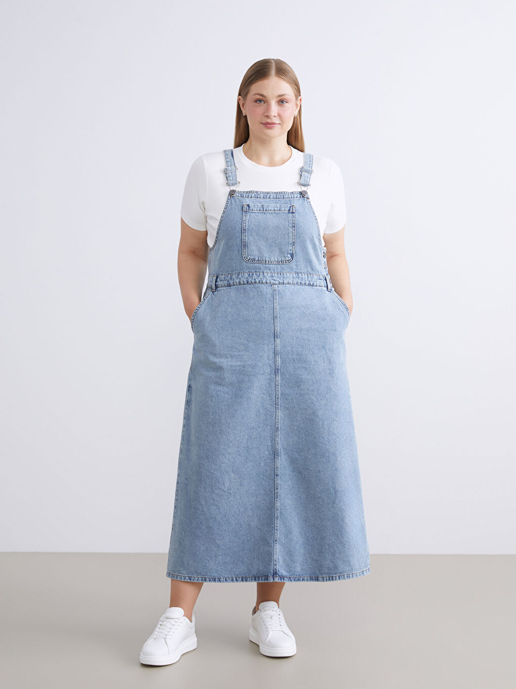 Square Collar Denim Dress-1