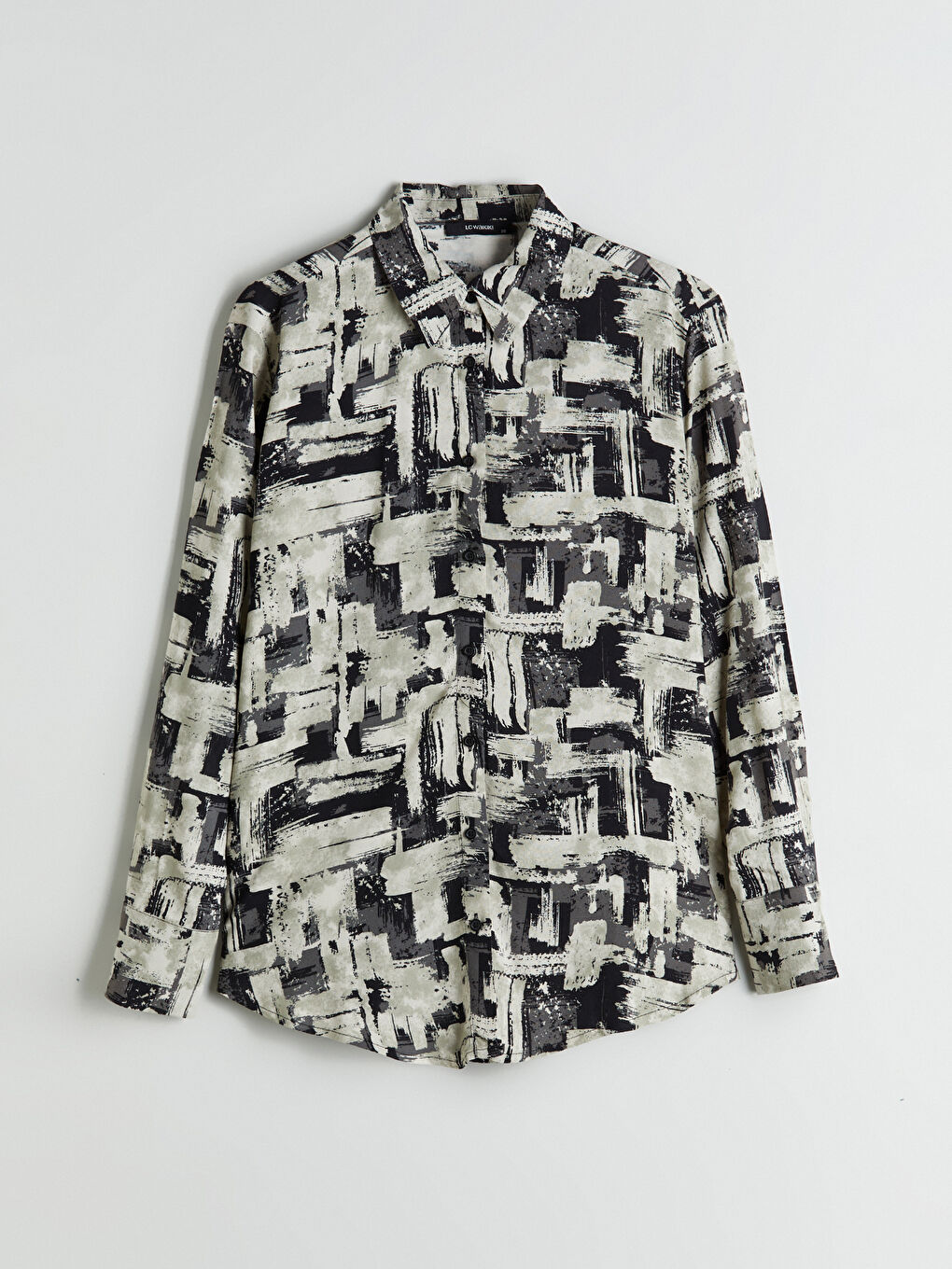 Bej Desenli Kadın Gömlek-4