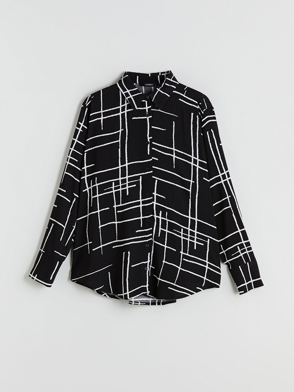 Siyah Desenli Kadın Gömlek-4