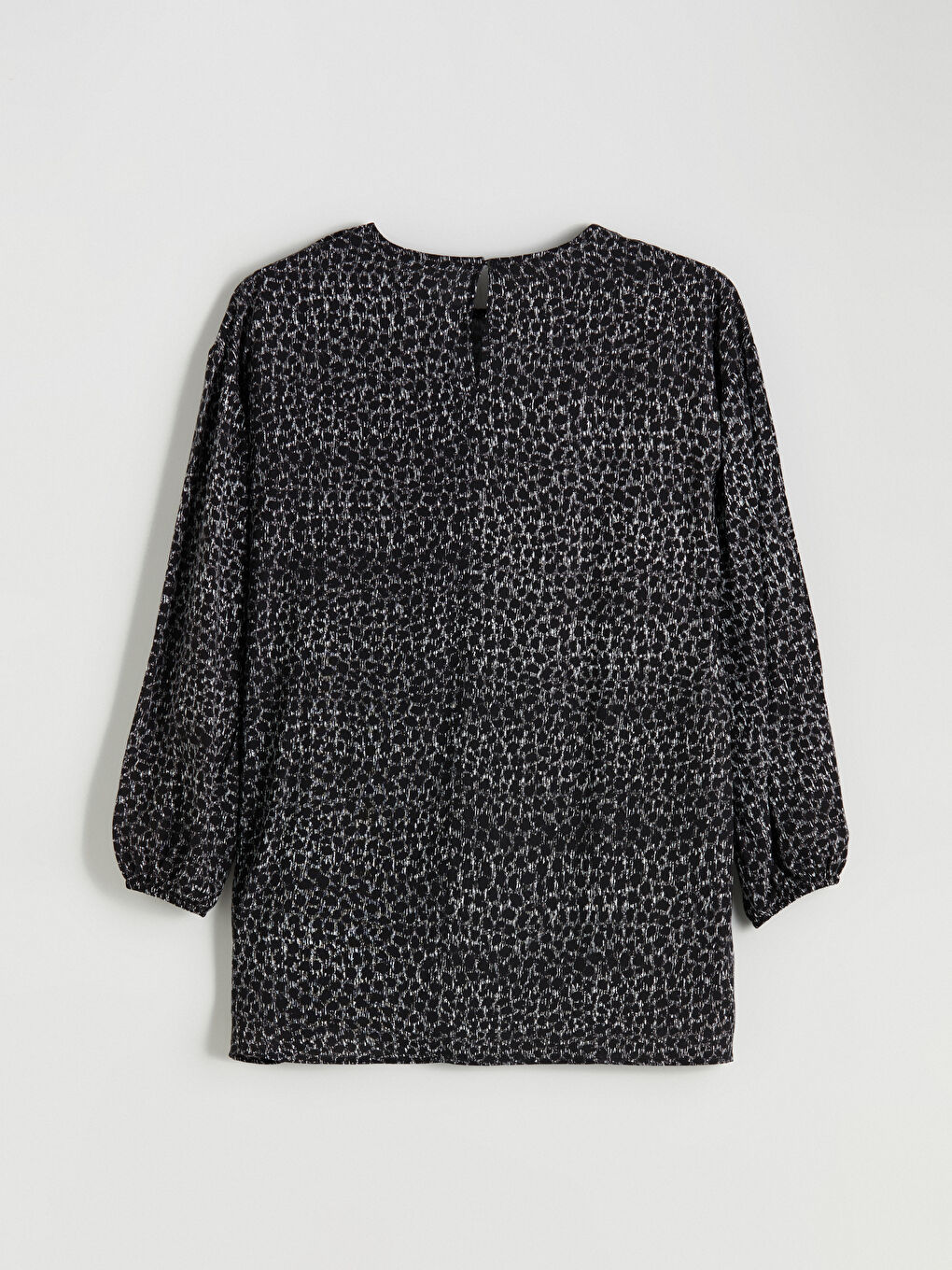 Siyah Bisiklet Yaka Desenli Bluz-5