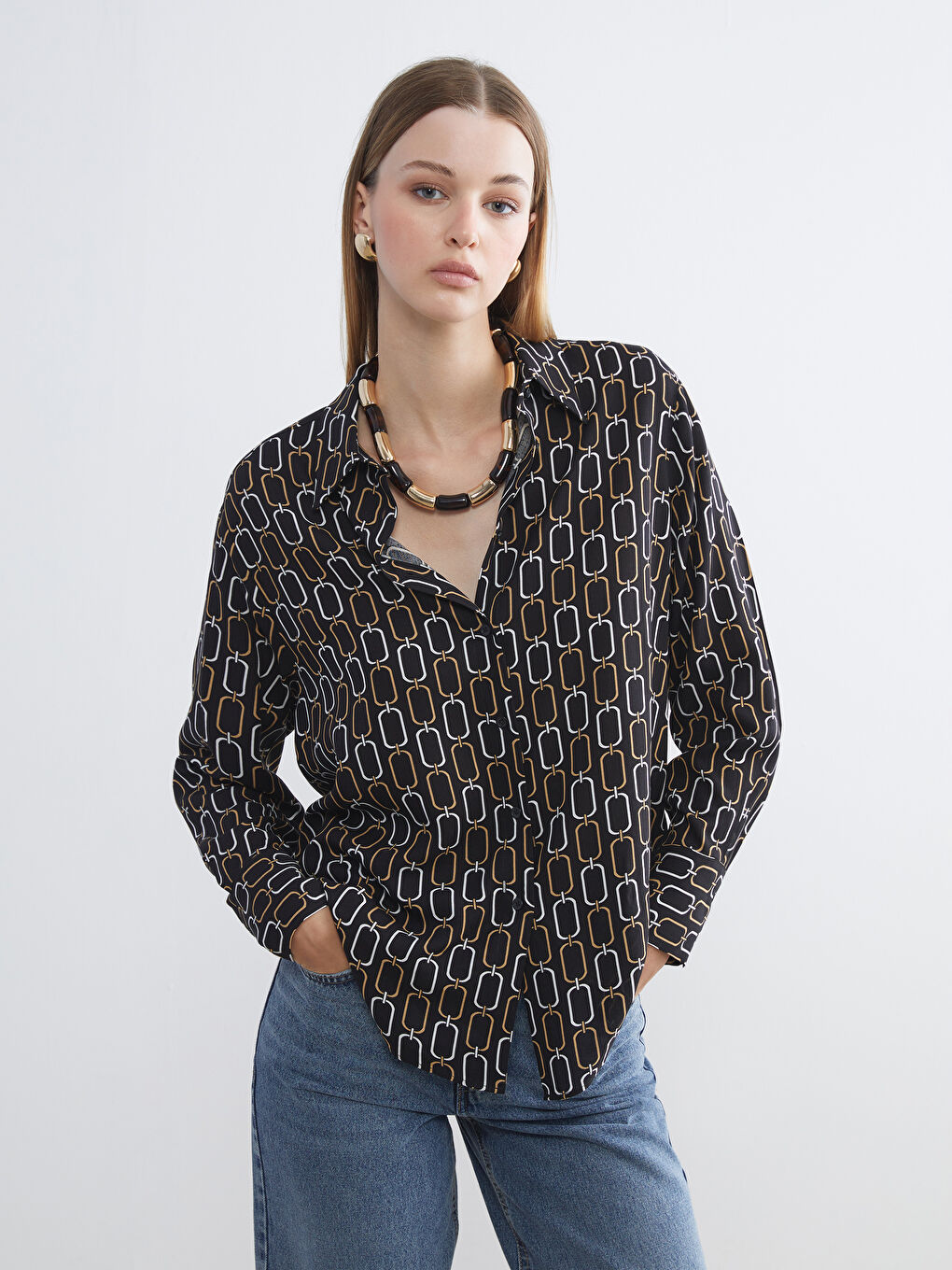 LCW ECO Patterned Women's Shirt -W5GY56Z8-LQJ