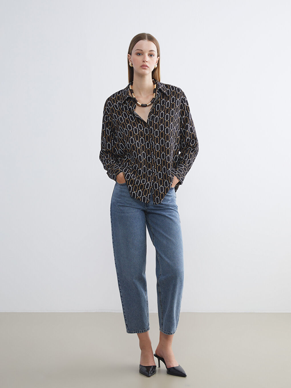 LCW ECO Patterned Women's Shirt -W5GY56Z8-LQJ