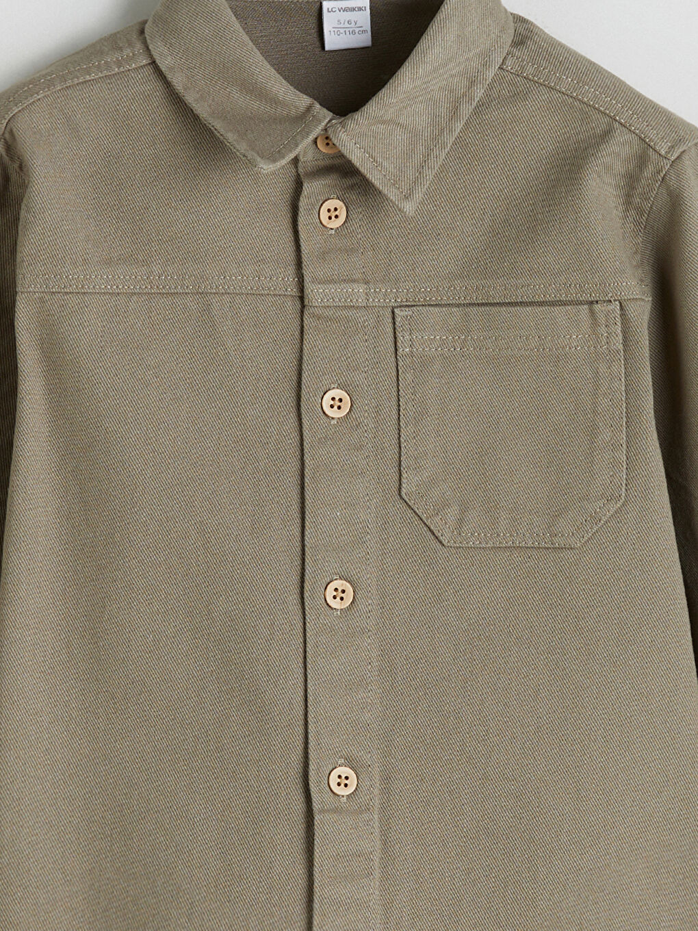 Yeşil Basic Uzun Kollu Erkek Çocuk Gömlek-1