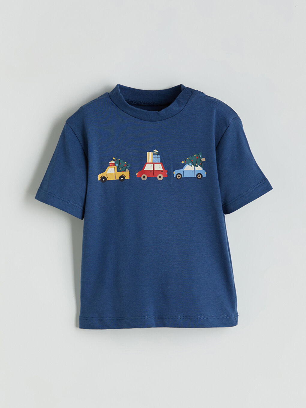 Mavi Baskılı Erkek Bebek Tişört ve Pantolon 2'li-1