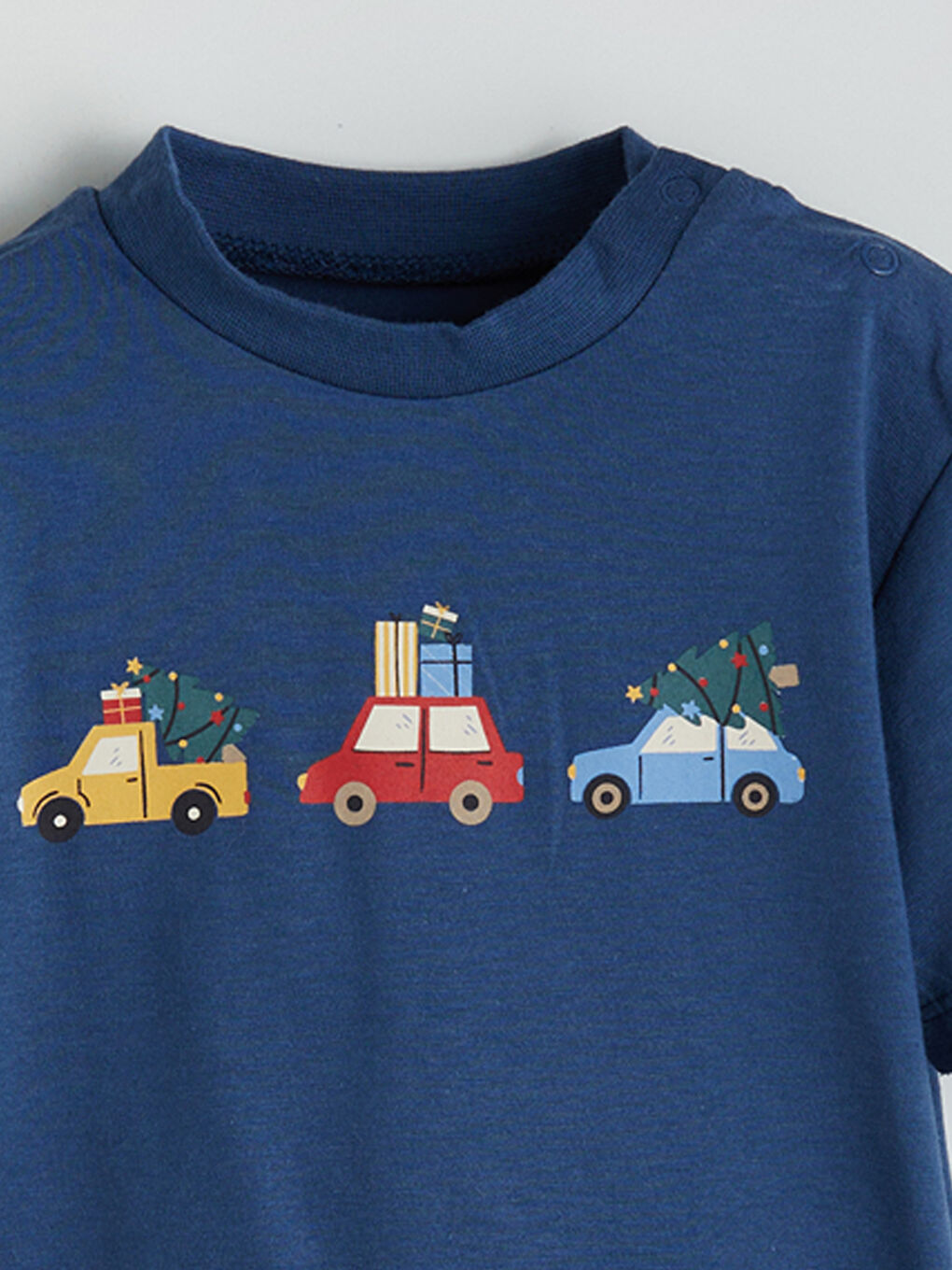 Mavi Baskılı Erkek Bebek Tişört ve Pantolon 2'li-2