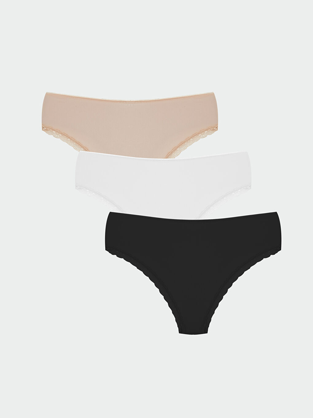 Бразильские трусики с кружевной отделкой, комплект из 3-х штук-4