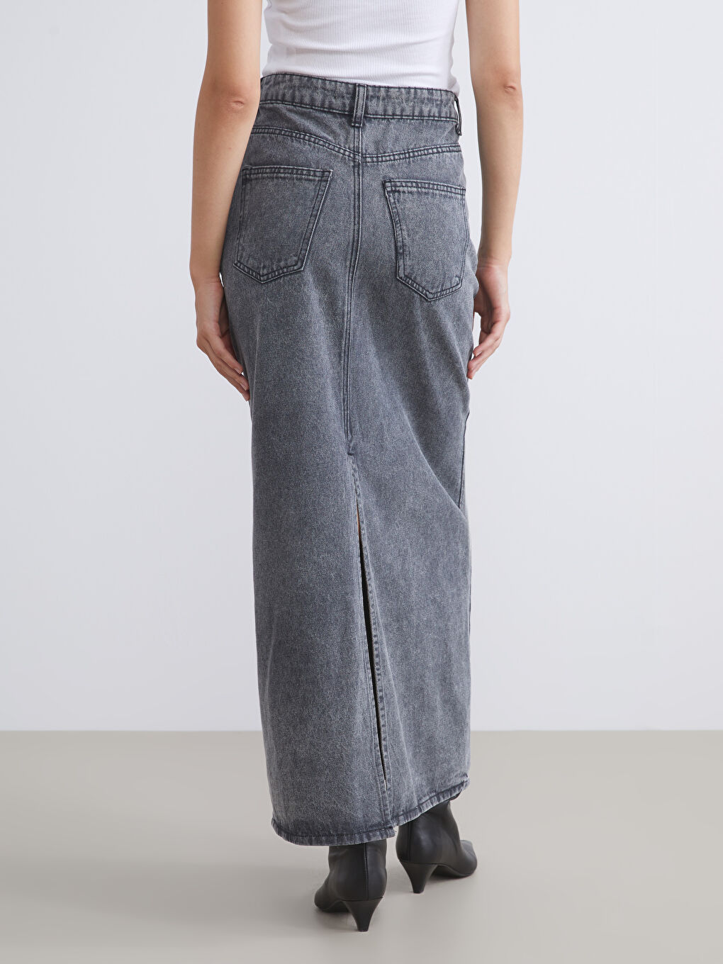 LCW Vision Elasticated Waist Women's Denim Skirt -W5GY81Z8-GRD