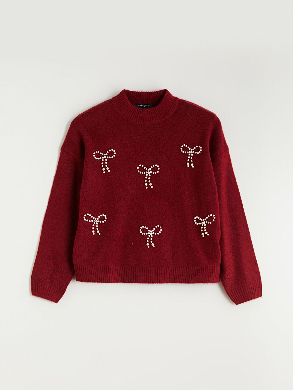 Funnel Neck Rhinestone Embellished Women's Knit Sweater-4