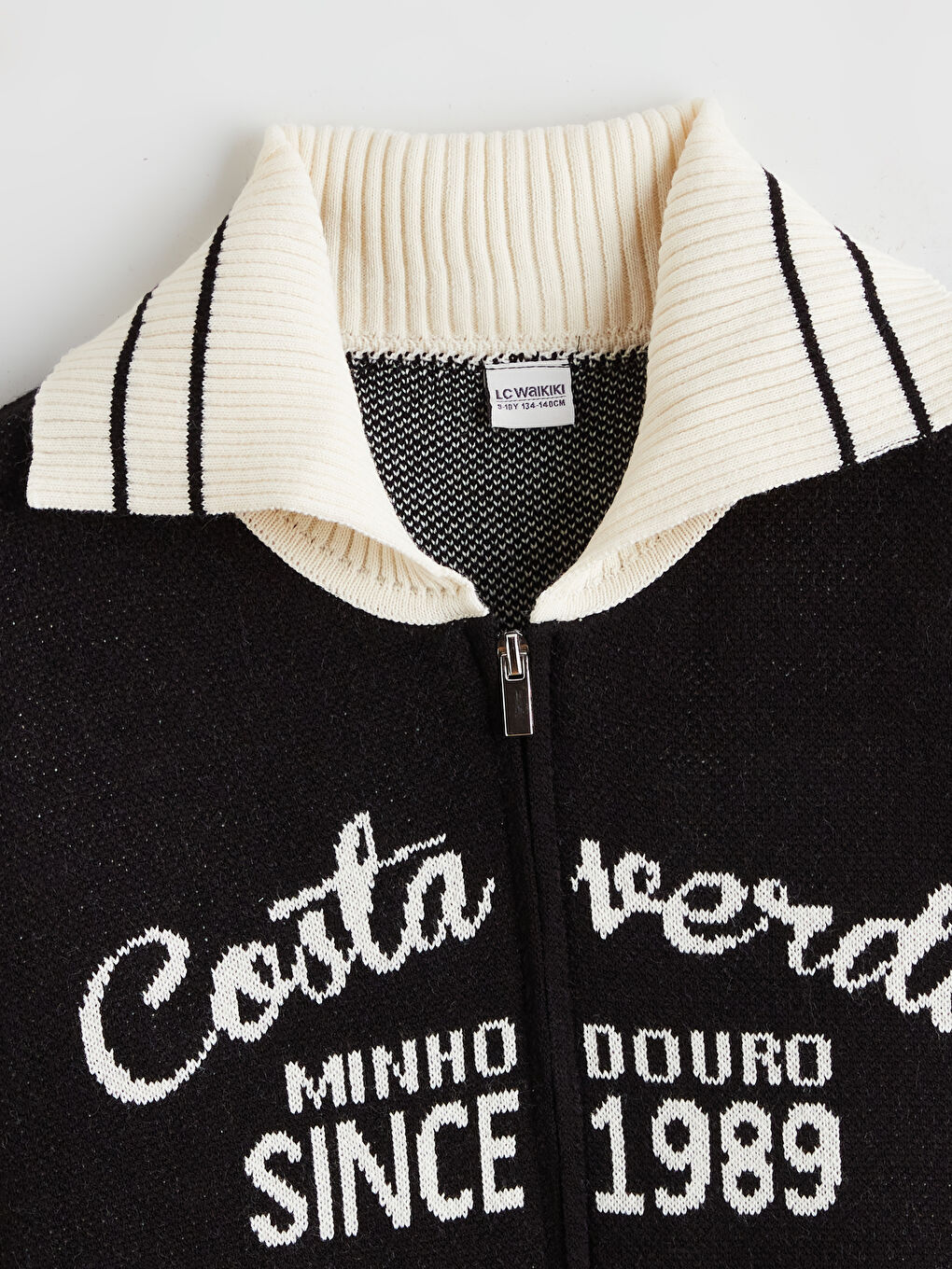 Siyah Polo Yaka Kız Çocuk Triko Hırka-2