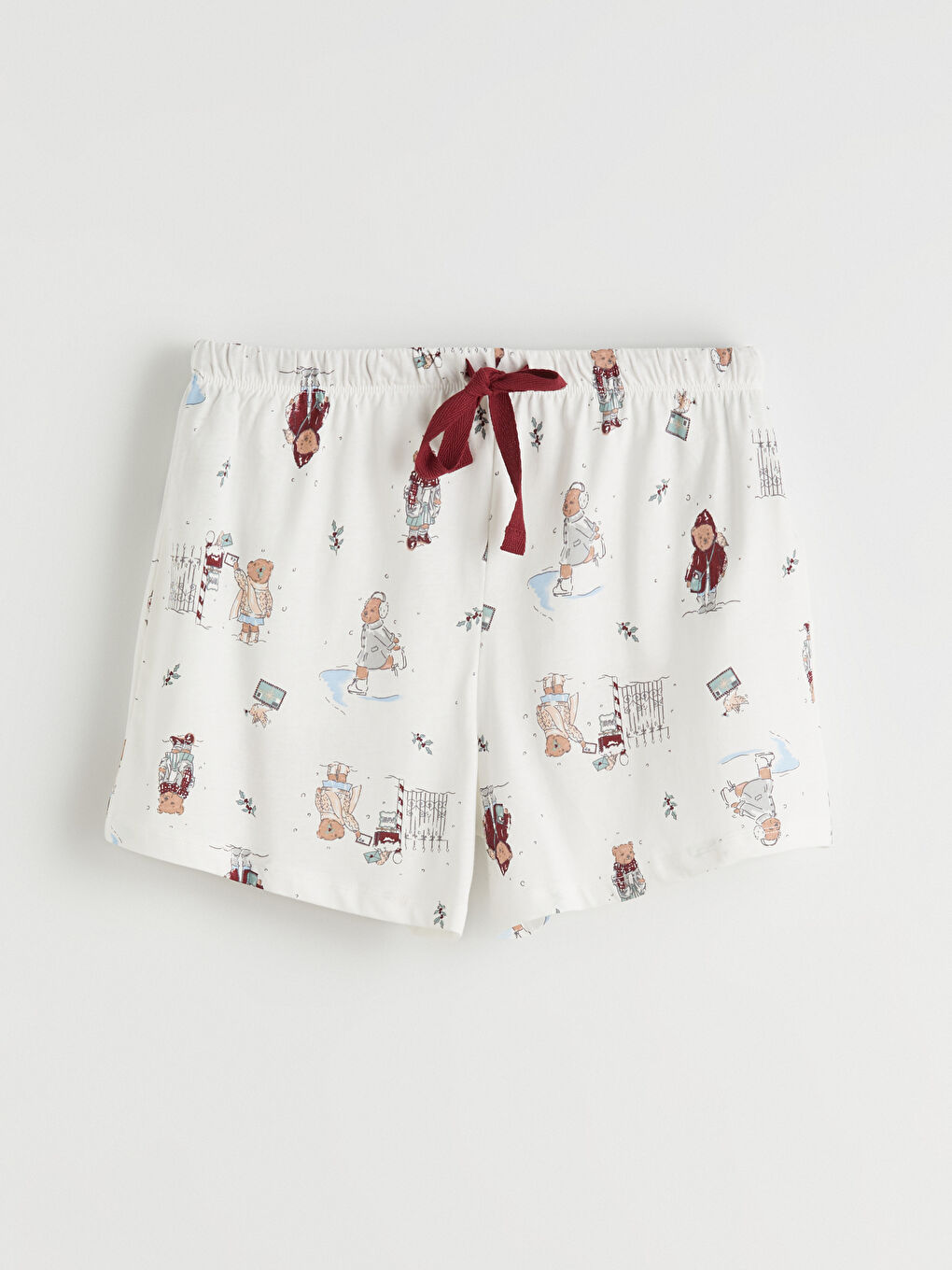 Kratka pidžama komplet sa okruglim izrezom i štampanim uzorkom za žene-7