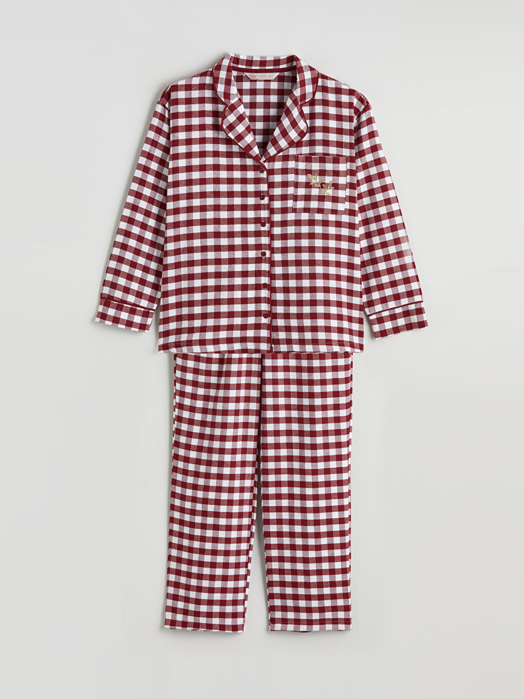 Gömlek Yaka Ekose Kadın Pijama Takımı