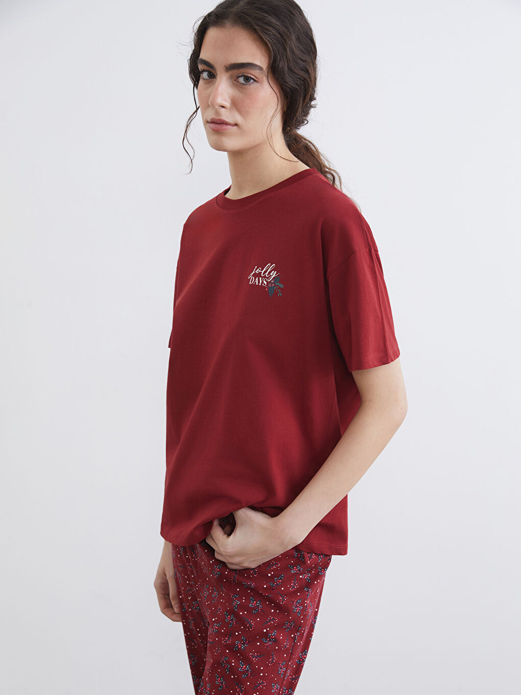 Ensemble de Pyjama Thème Nouvel An Col Rond pour Femmes-1