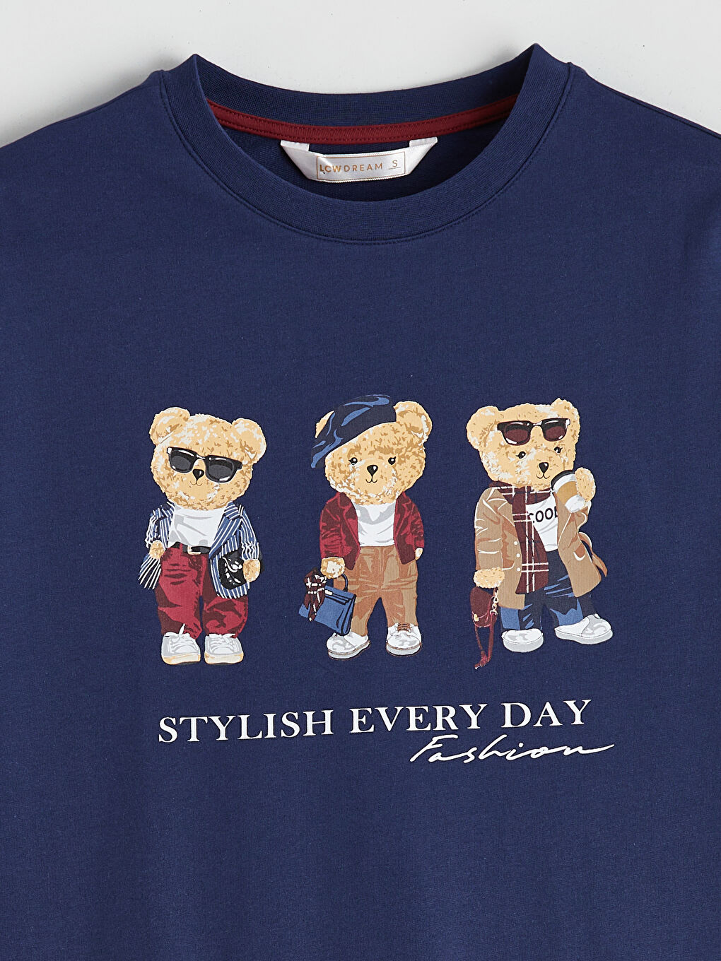 Lacivert Ayı Teddy Baskılı Kadın Pijama Üstü-1