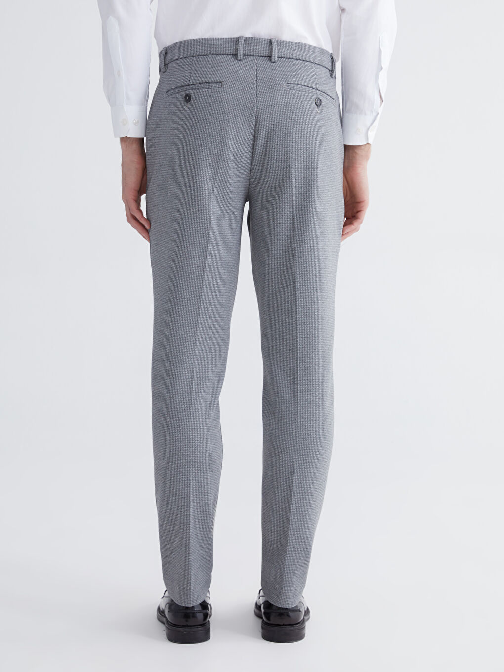 Gri Slim Fit Ekose Erkek Pantolon-3